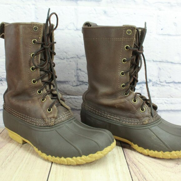 LL Bean Maine Hunting Boots Unlined Steel Shank Leather Brown Size 7 M - Picture 3 of 10